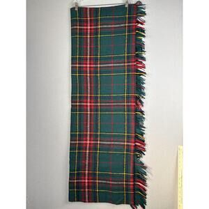 VINTAGE Thulewarm Scarf Womens Green Tartan Shetland Handwoven Wool Scotland 50s